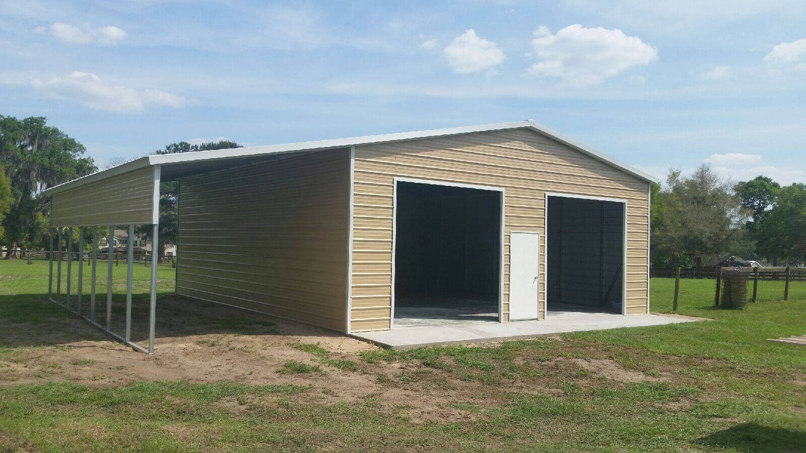 Metal Garage with Lean To The Zurich 40x30x11/8 - Big Buildings Direct